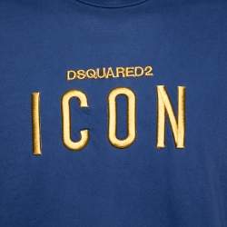 Pre Owned Dsquared2 Blue Cotton Jersey Icon Embroidered T-Shirt 3XL