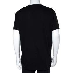 Pre Owned Dsquared2 Black Cotton Logo Sequinned Long Cool Fit T-Shirt XXL