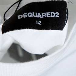 Pre Owned Dsquared2 White Logo Print Cotton Long Sleeve Shirt XL