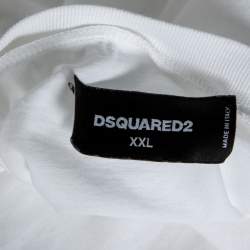 Pre Owned Dsquared2 White Cotton Logo Print T-Shirt XXL 