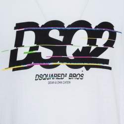 Pre Owned Dsquared2 White Cotton Logo Print T-Shirt XXL 