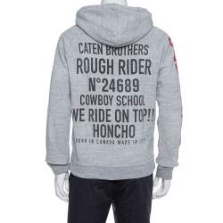 Dsquared2 Grey Cotton Logo Printed Distressed Hoodie Sweatshirt S