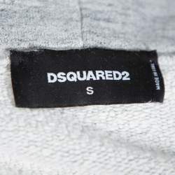 Dsquared2 Grey Cotton Logo Printed Distressed Hoodie Sweatshirt S