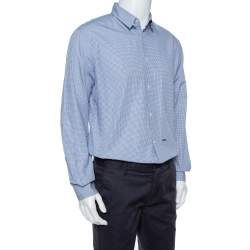 Pre Owned Dsquared2 Blue Printed Cotton Long Sleeve Shirt XL