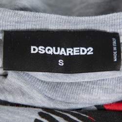 Dsquared2 Grey Cotton The Year of The Dog Print Long Cool Fit T-Shirt S