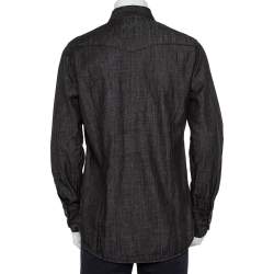 Pre Owned Dsquared2 Black Denim Pocket Detail Long Sleeve Shirt XL