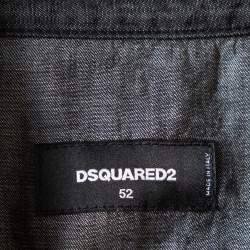 Pre Owned Dsquared2 Black Denim Pocket Detail Long Sleeve Shirt XL