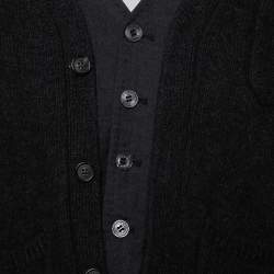 Pre Owned Dsquared2 Dark Grey Wool & Cashmere Waist Coat Inset Detail Cardigan S
