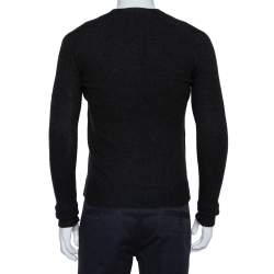 Pre Owned Dsquared2 Dark Grey Wool & Cashmere Waist Coat Inset Detail Cardigan S