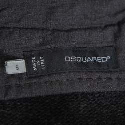 Pre Owned Dsquared2 Dark Grey Wool & Cashmere Waist Coat Inset Detail Cardigan S
