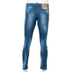 Pre Owned Dsquared2 Blue Denim Painted Distressed Sexy Twist Jeans M