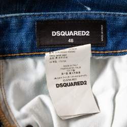 Pre Owned Dsquared2 Blue Denim Painted Distressed Sexy Twist Jeans M