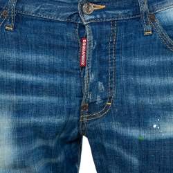 Pre Owned Dsquared2 Blue Denim Painted Distressed Sexy Twist Jeans M
