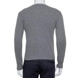 Dsquared2 Grey Wool Cell Block Printed Crewneck Sweater S