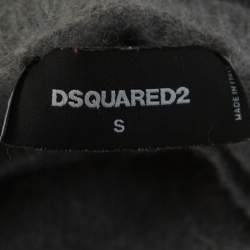 Dsquared2 Grey Wool Cell Block Printed Crewneck Sweater S