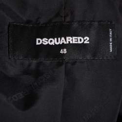 Pre Owned Dsquared2 Brown Leather Quilted Detail Zip Front Jacket M