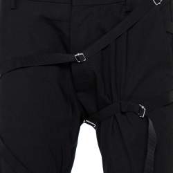 Pre Owned Dsquared2 Black Wool Harness Detail Biker Trousers L