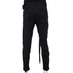 Pre Owned Dsquared2 Black Wool Harness Detail Biker Trousers L