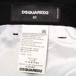 Pre Owned Dsquared2 Black Wool Harness Detail Biker Trousers L