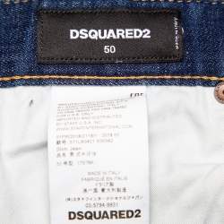 Pre Owned Dsquared2 Navy Blue Medium Wash Denim Distressed Jeans L