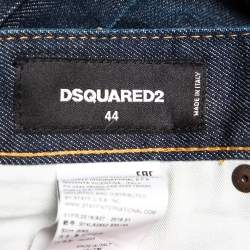 Pre Owned Dsquared2 Navy Blue Denim Distressed Tapered Leg Denim M