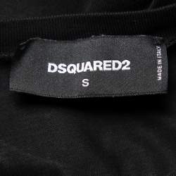 Pre Owned Dsquared2 Black Logo Graphic Printed Cotton Crewneck T-Shirt S