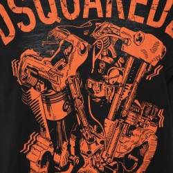 Pre Owned Dsquared2 Black Logo Graphic Printed Cotton Crewneck T-Shirt S