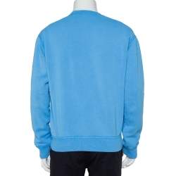 Dsquared2 Blue Cotton Knit Logo Cowboy Printed Crewneck Sweatshirt L