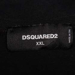 Pre Owned Dsquared2 Black Cotton 24-7Star Embossed Crewneck T-Shirt XXL