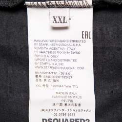 Pre Owned Dsquared2 Black Cotton 24-7Star Embossed Crewneck T-Shirt XXL