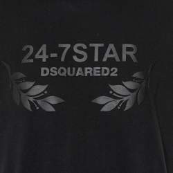Pre Owned Dsquared2 Black Cotton 24-7Star Embossed Crewneck T-Shirt XXL