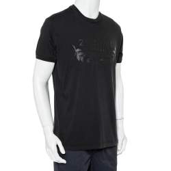 Pre Owned Dsquared2 Black Cotton 24-7Star Embossed Crewneck T-Shirt XXL