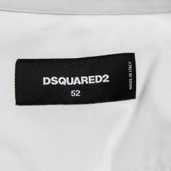 Pre Owned Dsquared2 White Cotton Chain Detail Button Front Shirt XL
