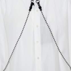 Pre Owned Dsquared2 White Cotton Chain Detail Button Front Shirt XL