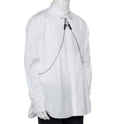 Pre Owned Dsquared2 White Cotton Chain Detail Button Front Shirt XL