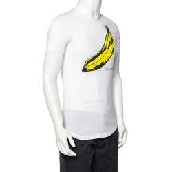 Dsquared2 White Cotton Banana Printed Distressed Crewneck T-Shirt M 