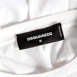 Dsquared2 White Cotton Banana Printed Distressed Crewneck T-Shirt M 