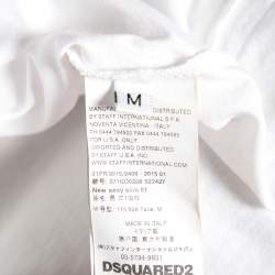 Dsquared2 White Cotton Banana Printed Distressed Crewneck T-Shirt M 
