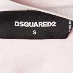 Pre Owned Dsquared2 Light Pink Cotton Logo Embroidered Patch Detail T-Shirt S