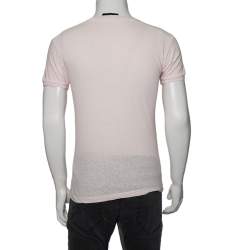 Pre Owned Dsquared2 Light Pink Cotton Logo Embroidered Patch Detail T-Shirt S