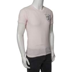 Pre Owned Dsquared2 Light Pink Cotton Logo Embroidered Patch Detail T-Shirt S