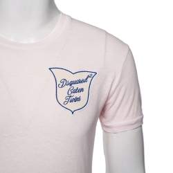Pre Owned Dsquared2 Light Pink Cotton Logo Embroidered Patch Detail T-Shirt S