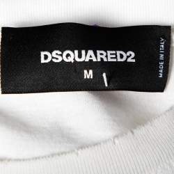 Dsquared2 White Cotton Caten Twins Print Round Neck T-Shirt M 