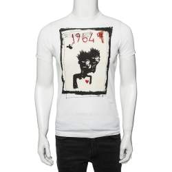 Dsquared2 White Cotton Caten Twins Print Round Neck T-Shirt M 