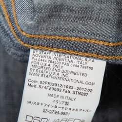 Pre Owned Dsquared2 Blue Dirty Denim Checkered Wool Vest Detail Shirt M 
