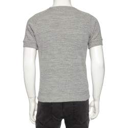Dsquared2 Grey Ribbed Knit Printed Detail T-Shirt S