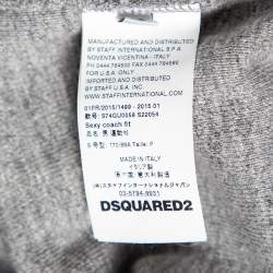 Dsquared2 Grey Ribbed Knit Printed Detail T-Shirt S