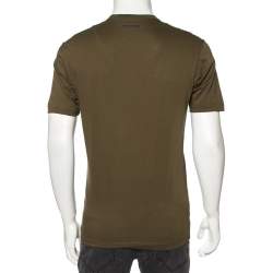 Pre Owned Dsquared2 Olive Green Cotton Patched Round Neck T-Shirt M