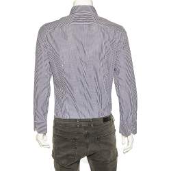 Pre Owned Dsquared2 Navy Blue & White Striped Cotton Button Front Shirt XL