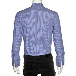 Dsquared2 Blue Striped Cotton Button Front Shirt L
